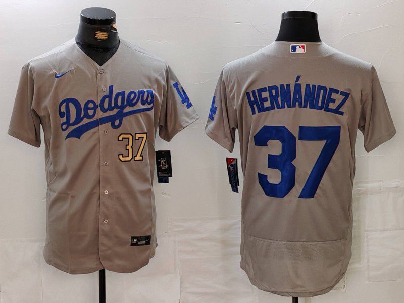 Men Los Angeles Dodgers #37 Hernandez Grey Nike Elite 2024 MLB Jersey style 7264->los angeles dodgers->MLB Jersey